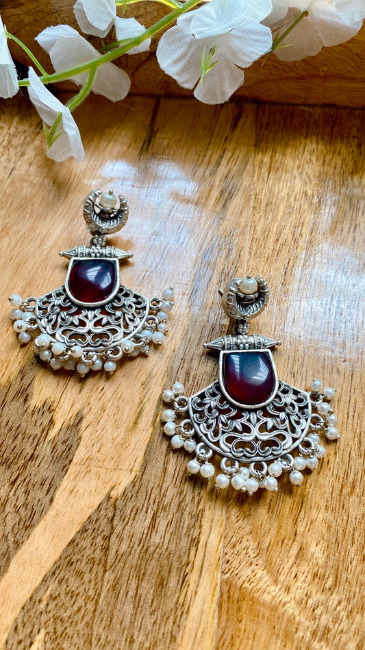Ritika Earrings - Maroon