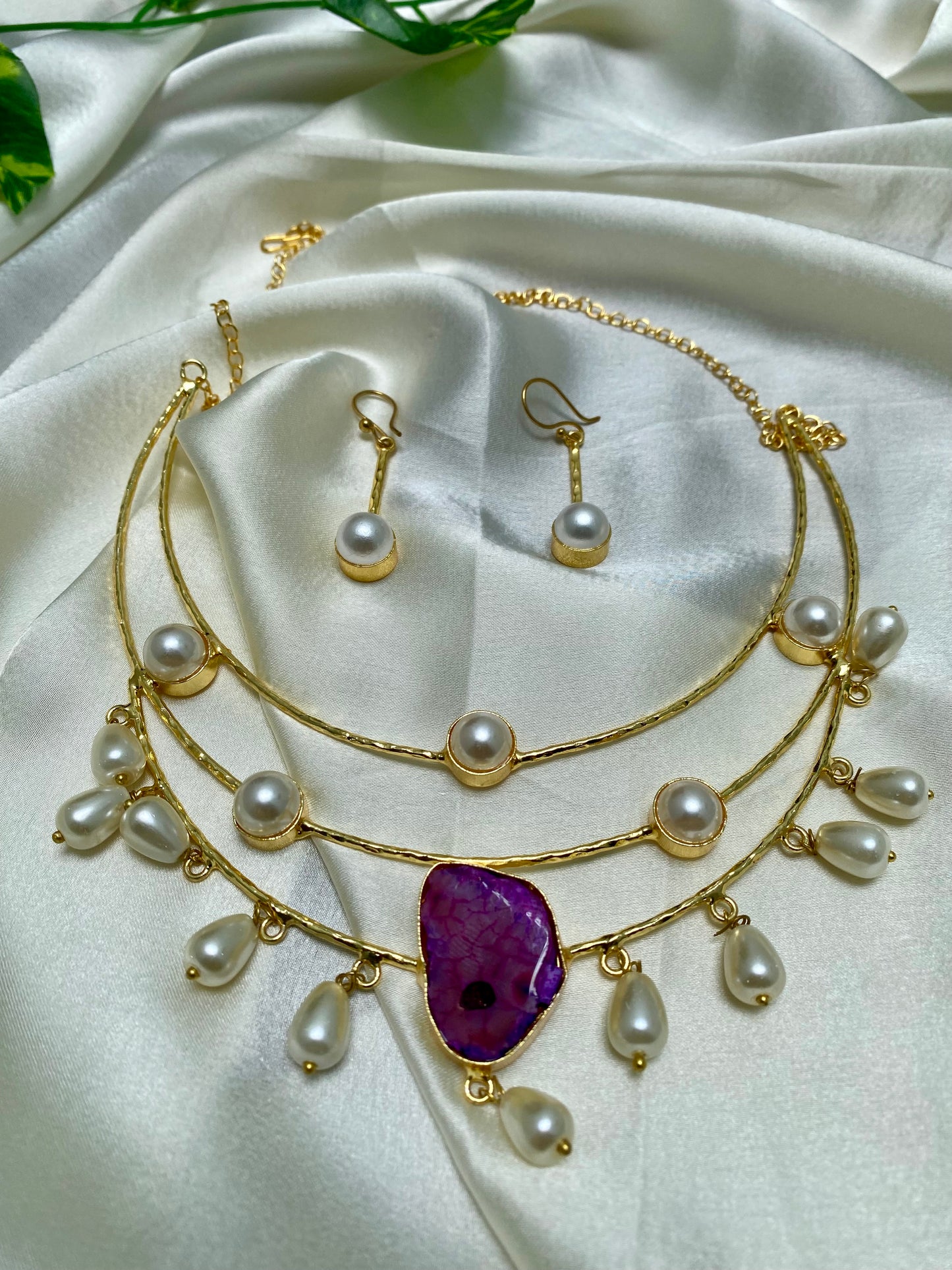 Pearl Pathways Brass Necklace Set