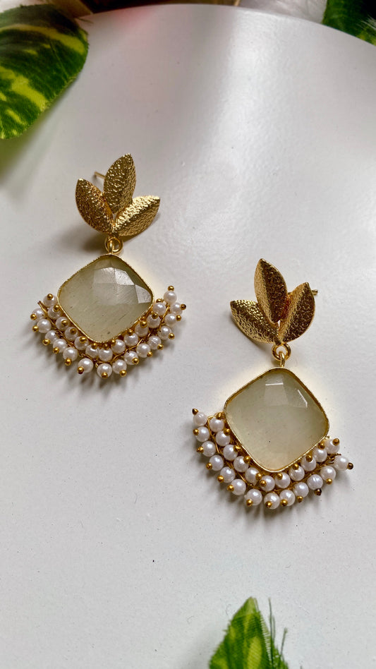 Mira phool Earrings - White