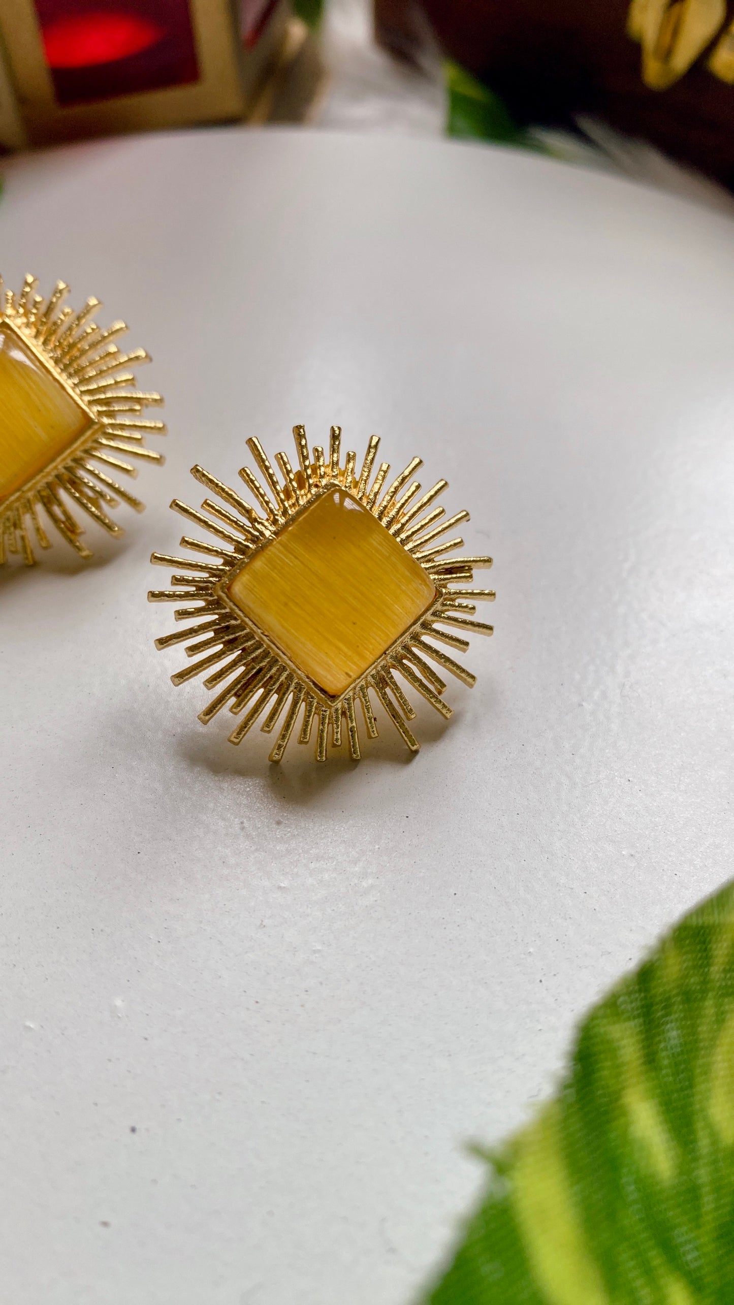Diya Glow Studs - Yellow
