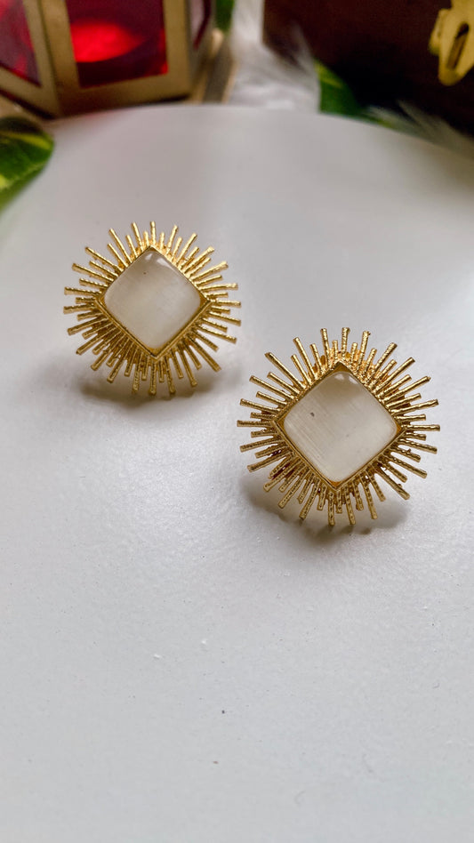 Diya Glow Studs - White