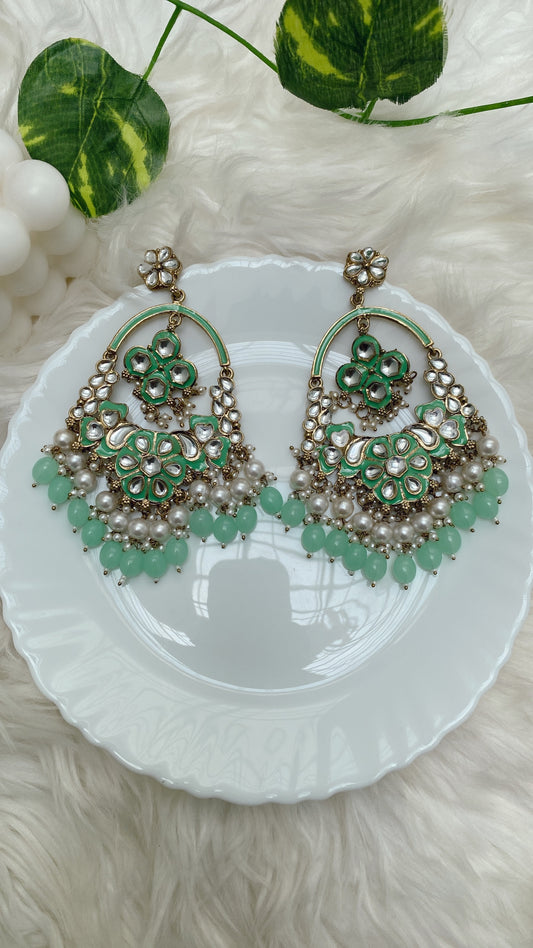 Amita Green Chandbali Earrings