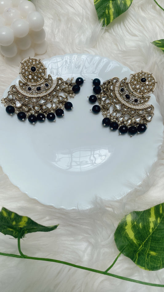 Madhubala Black Chandbali earrings
