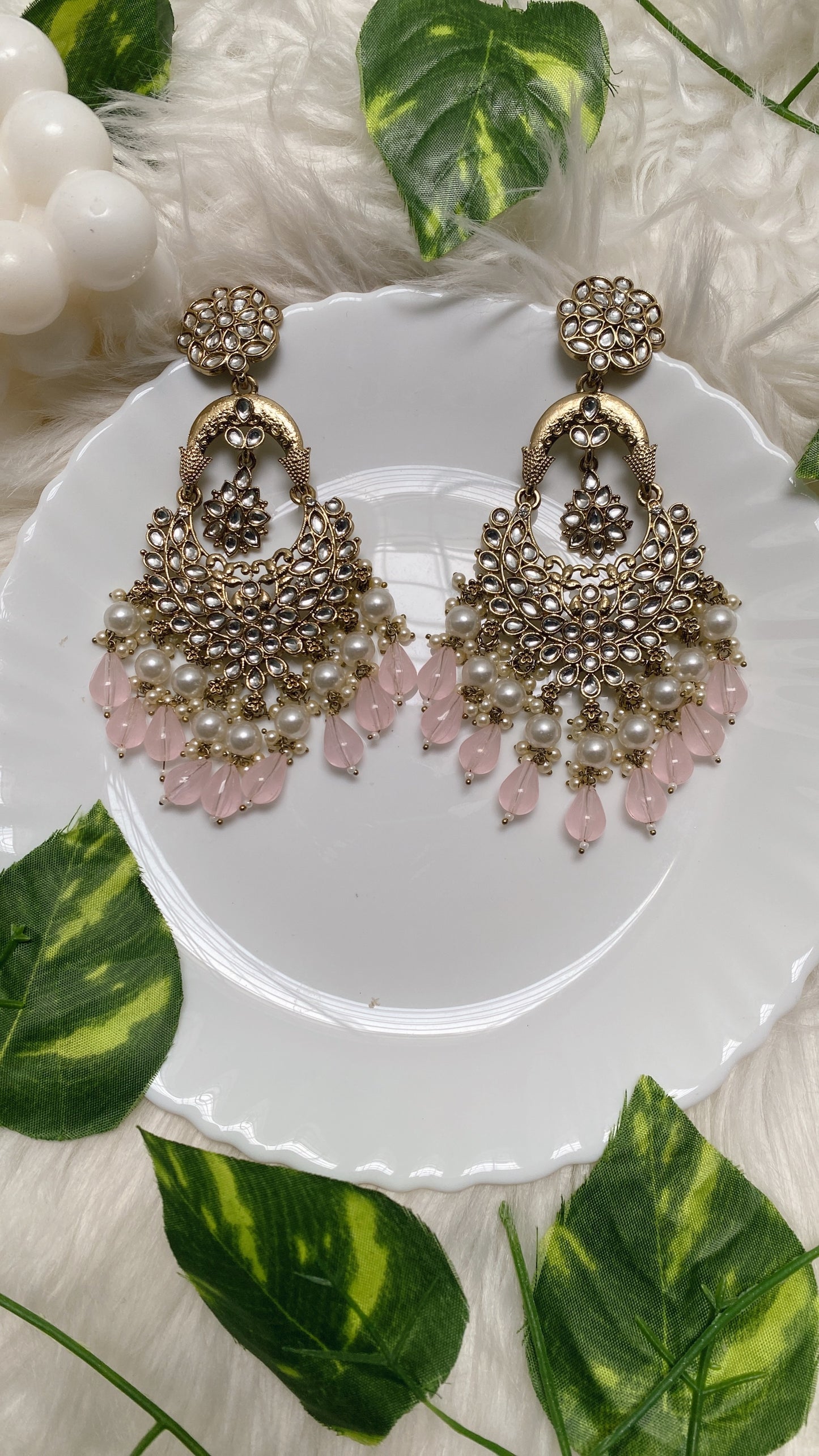 Farah Pink Chandbali Earrings