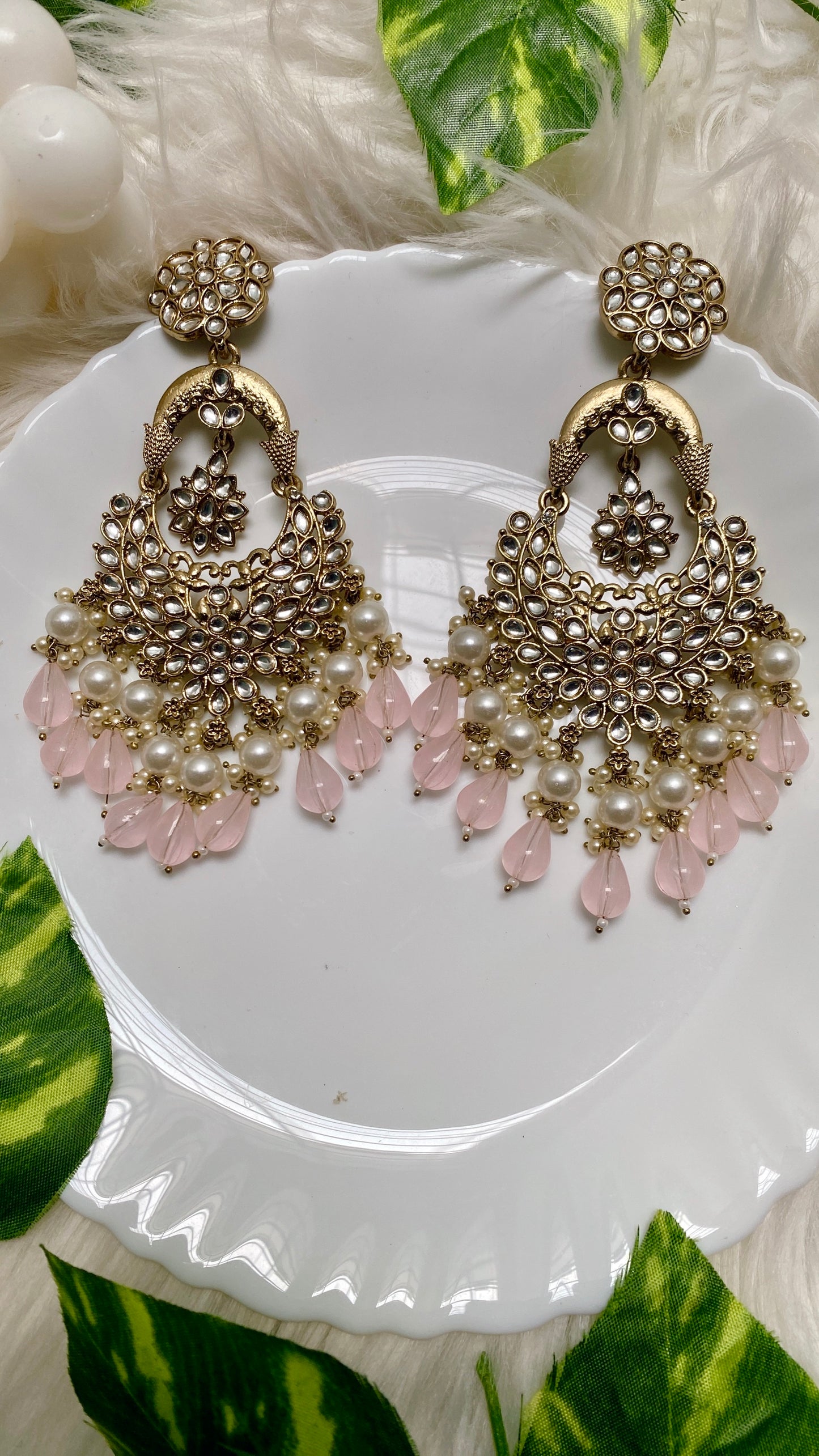 Farah Pink Chandbali Earrings