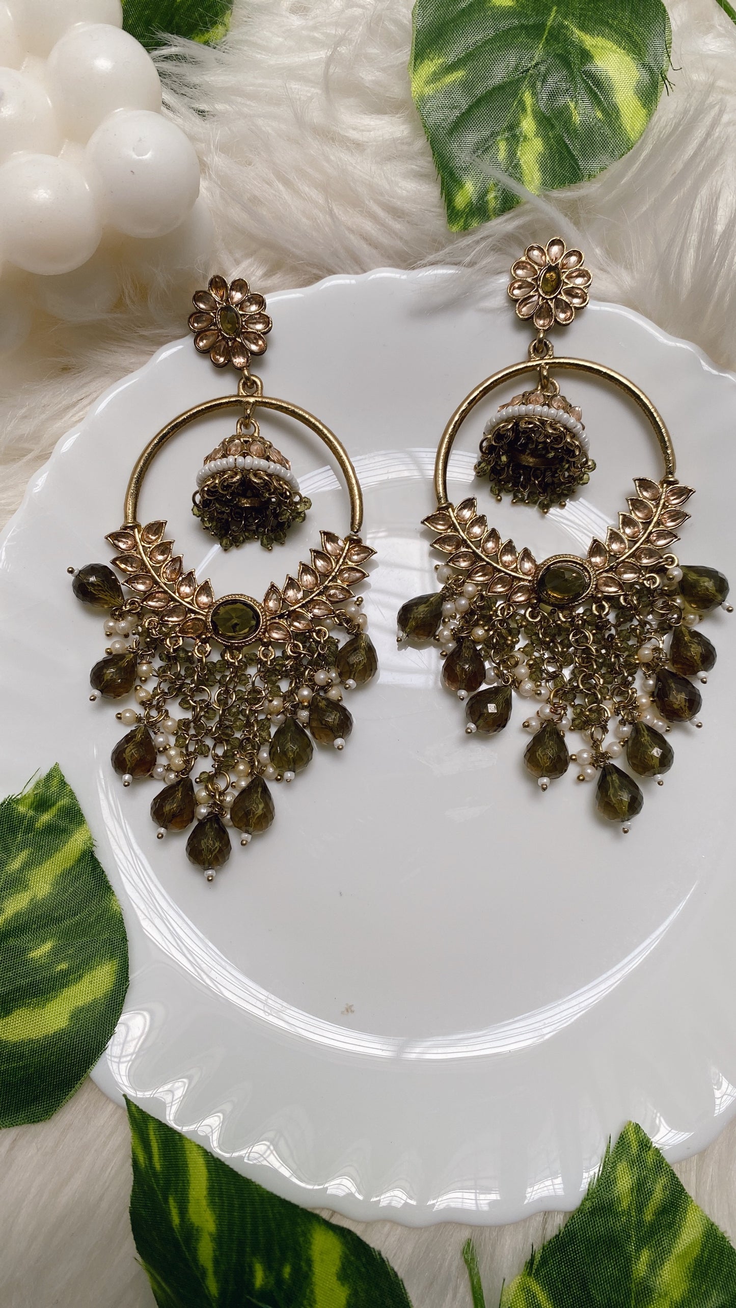 Kiara Mehendi Green Chandbali Earrings