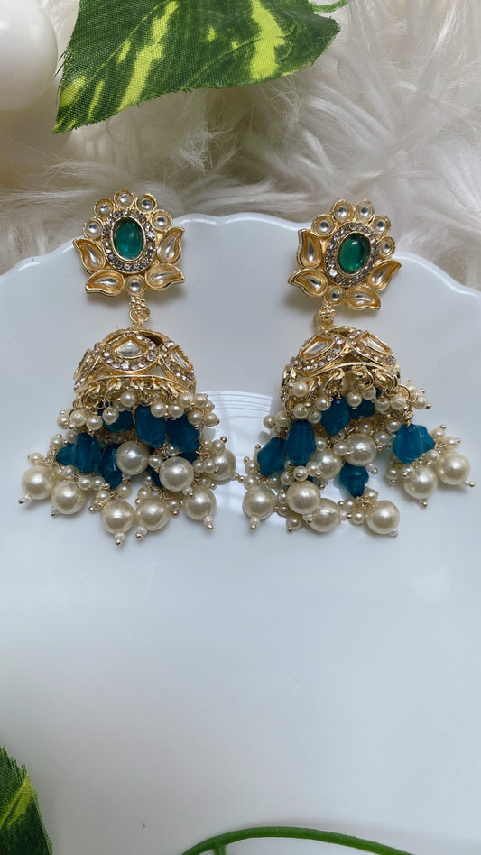 Khushbu Peacock Blue Jhumka