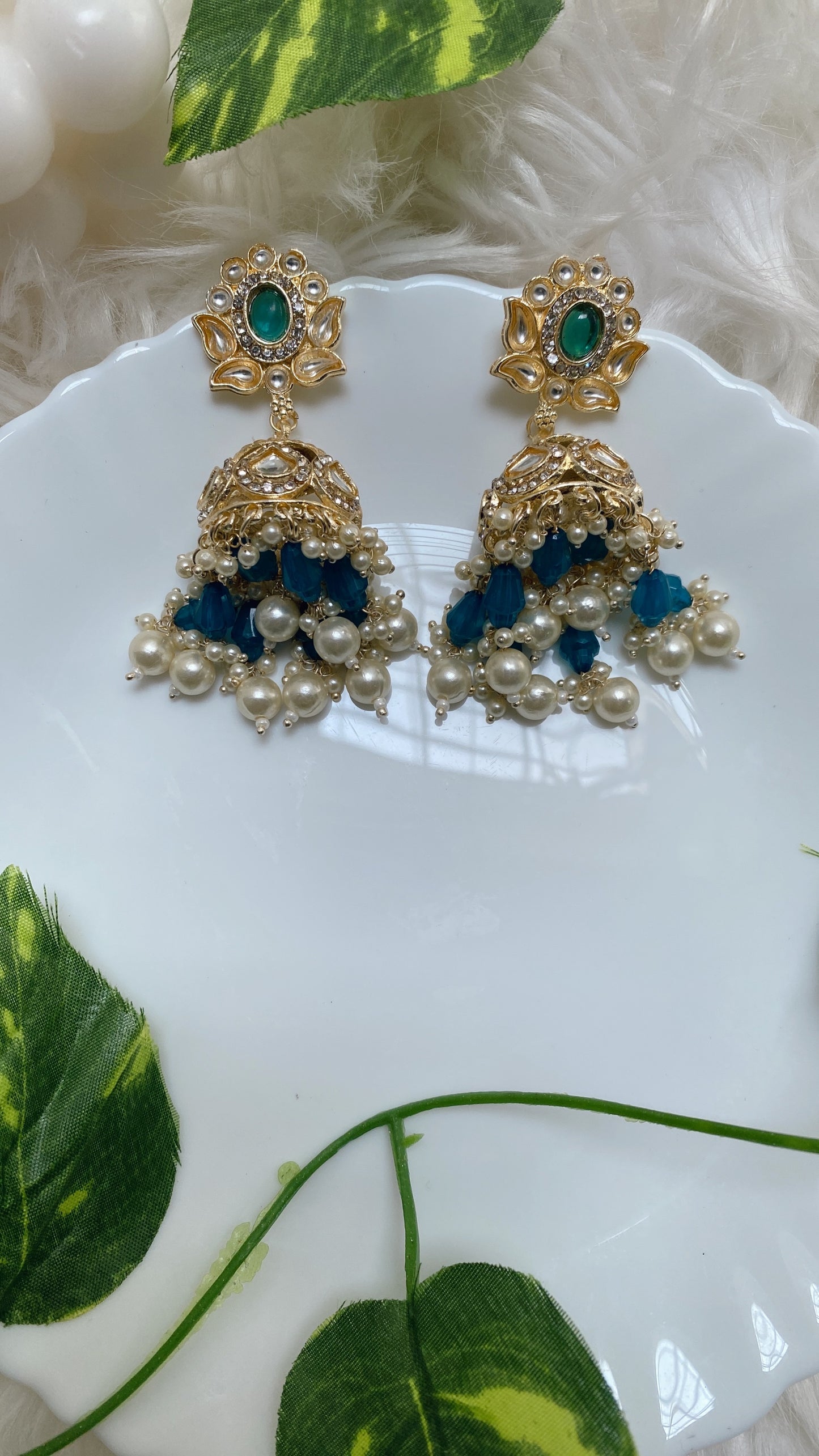 Khushbu Peacock Blue Jhumka