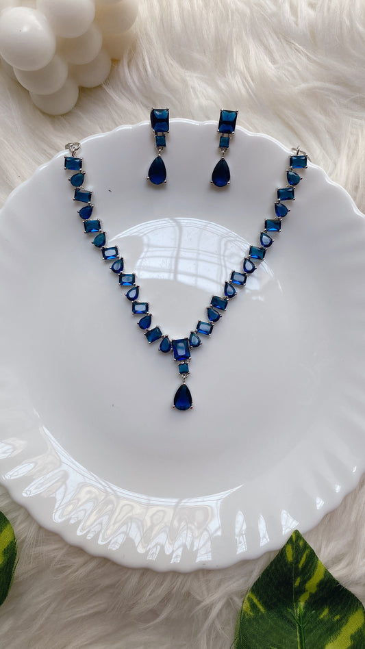 Blue Aurora AD Necklace Set