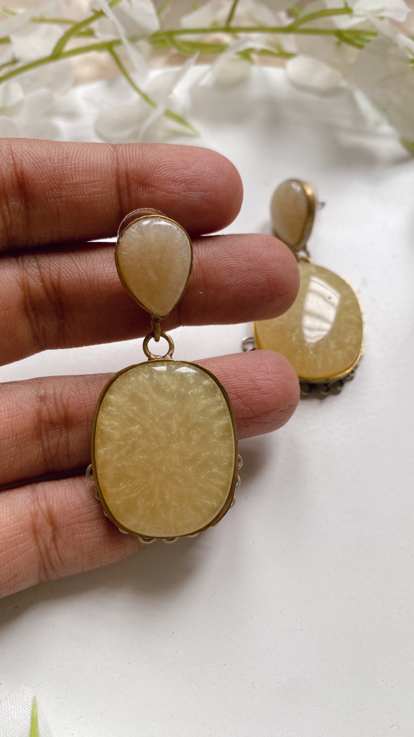 Olive Bloom Drop Earrings