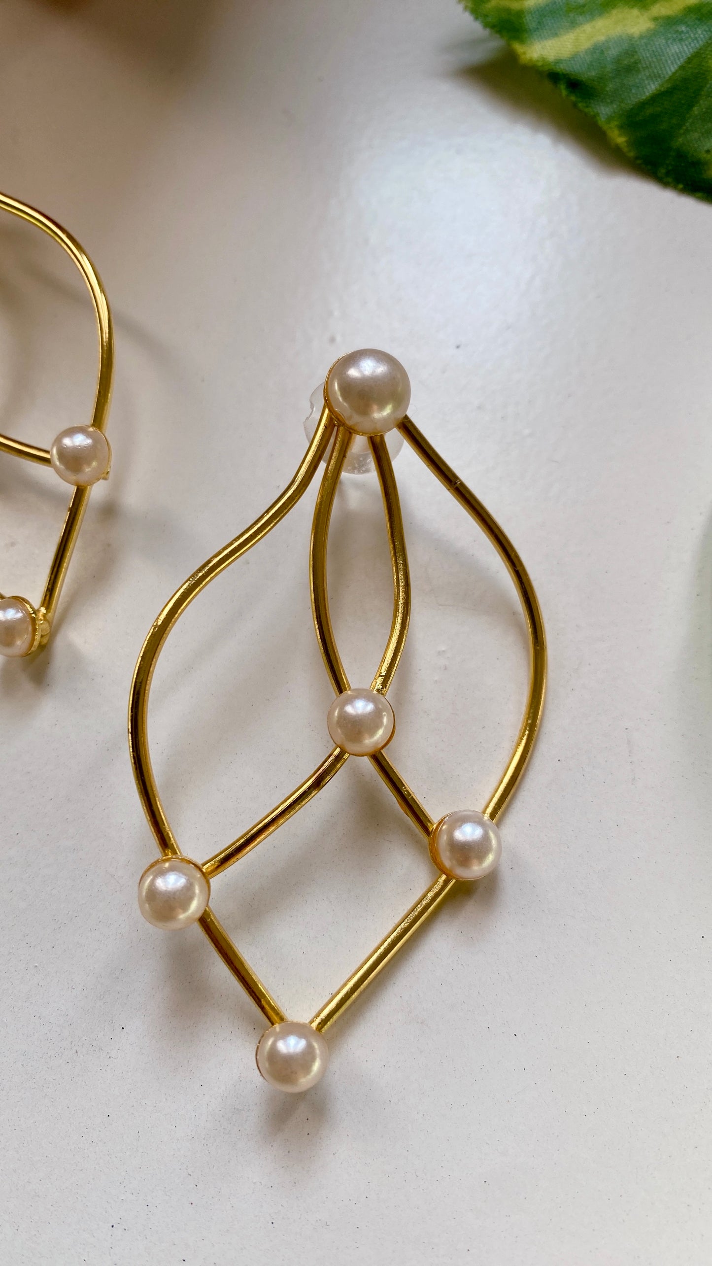 Pearl Leaflet Earrings