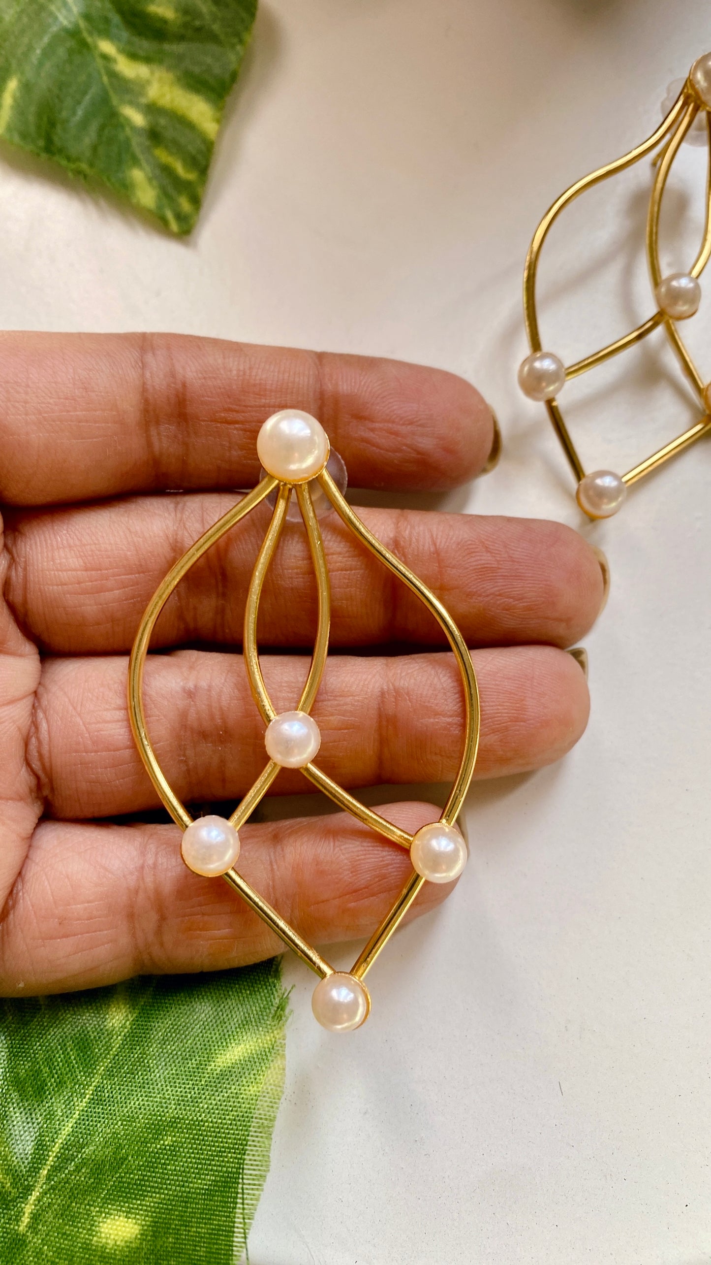 Pearl Leaflet Earrings