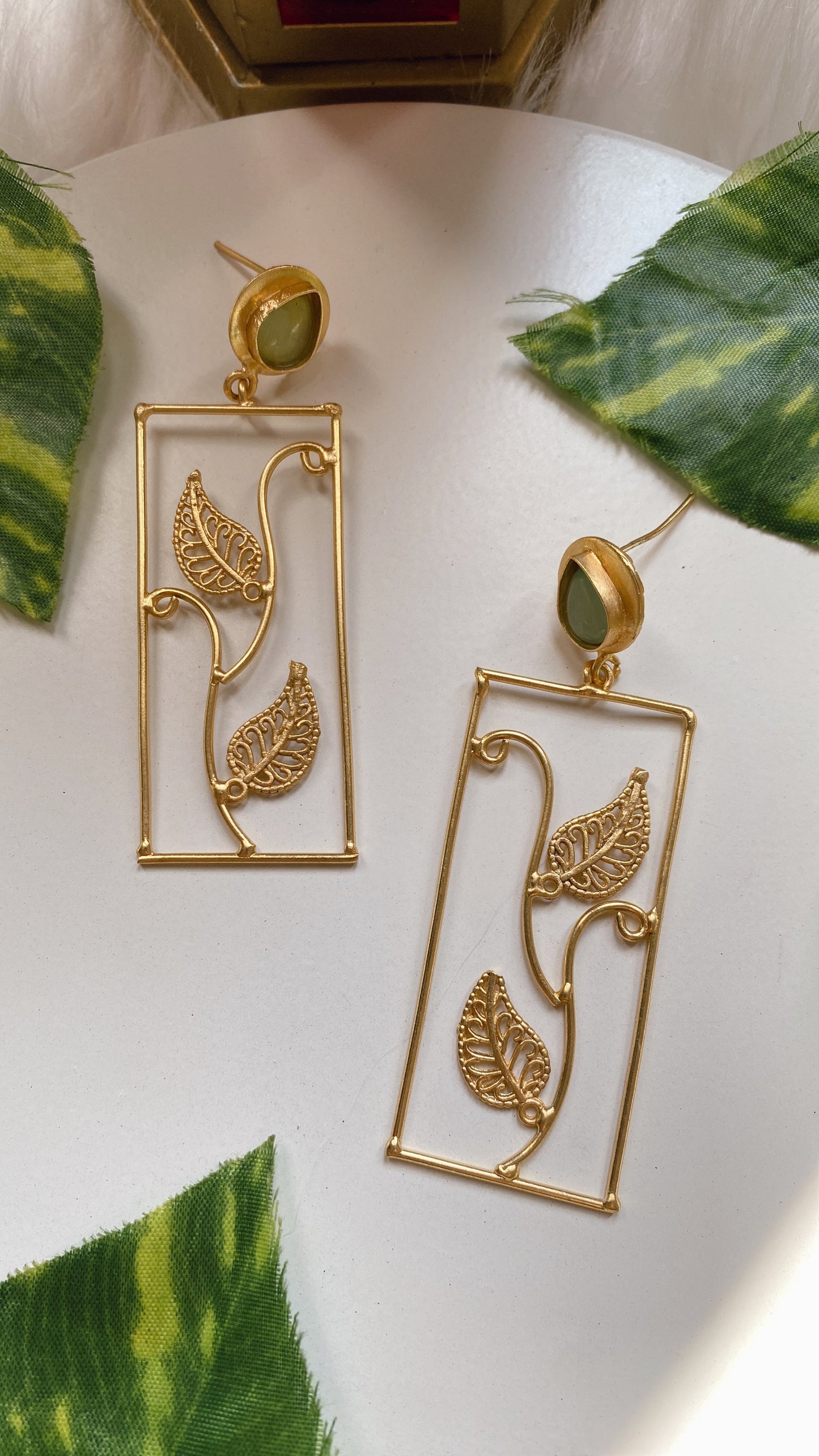 Leaf of Grace Earrings - Mint Green