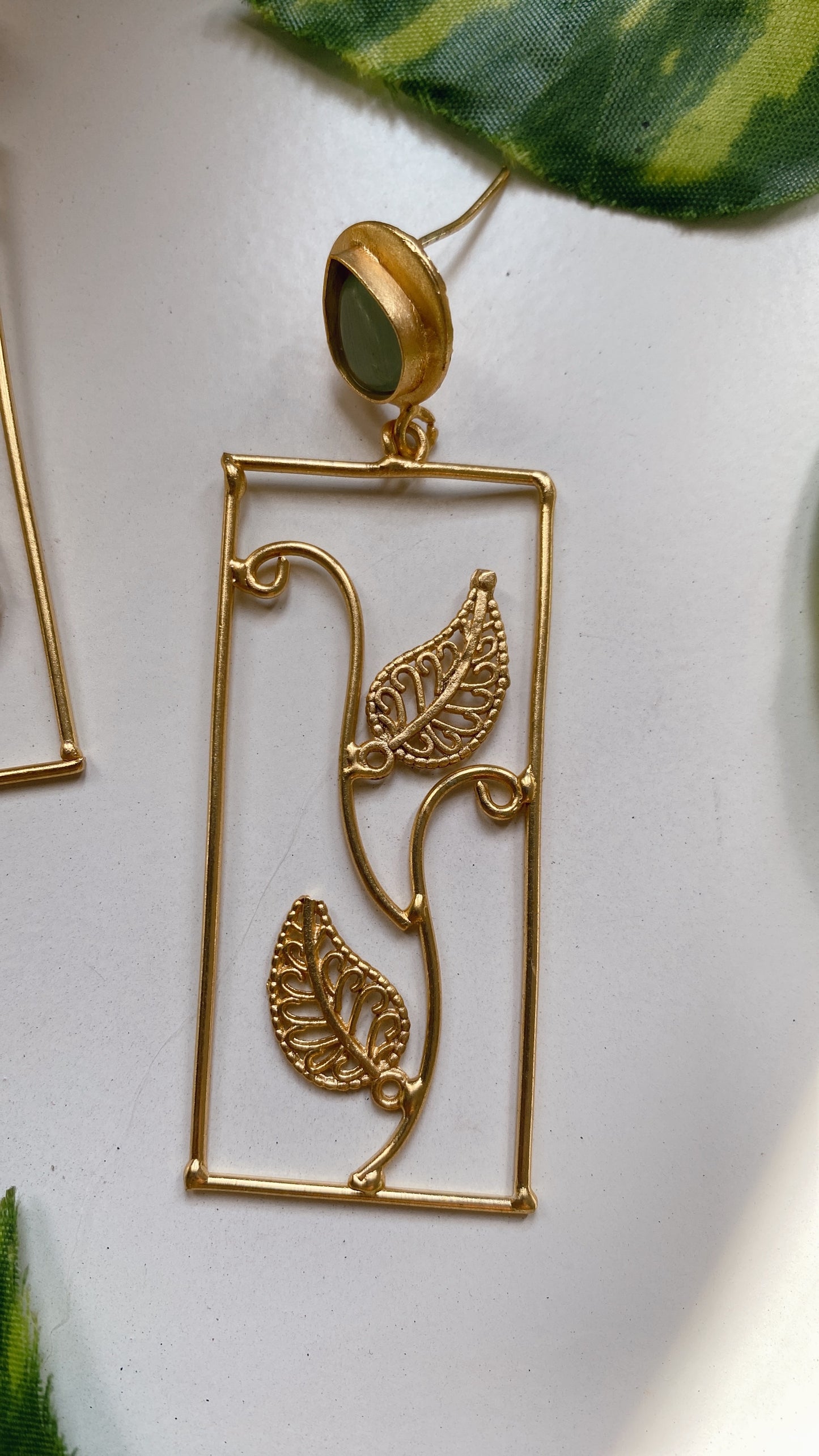 Leaf of Grace Earrings - Mint Green