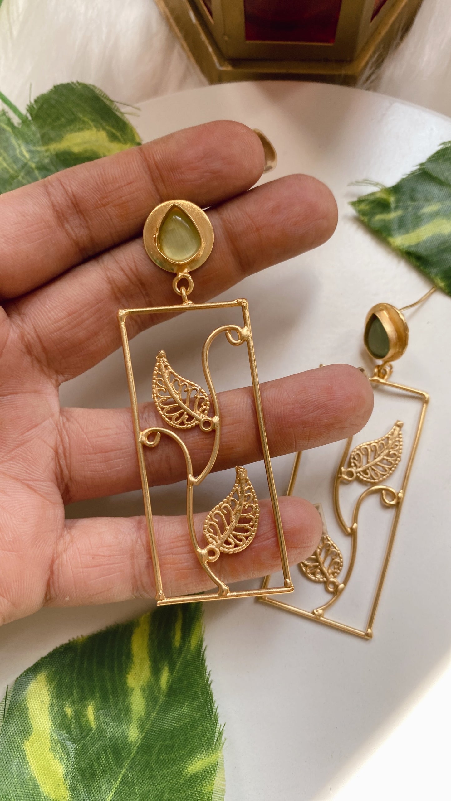 Leaf of Grace Earrings - Mint Green