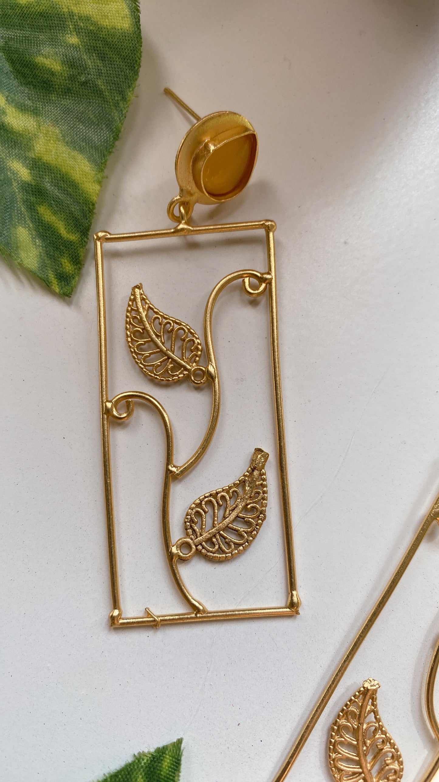 Leaf of Grace Earrings - Yellow