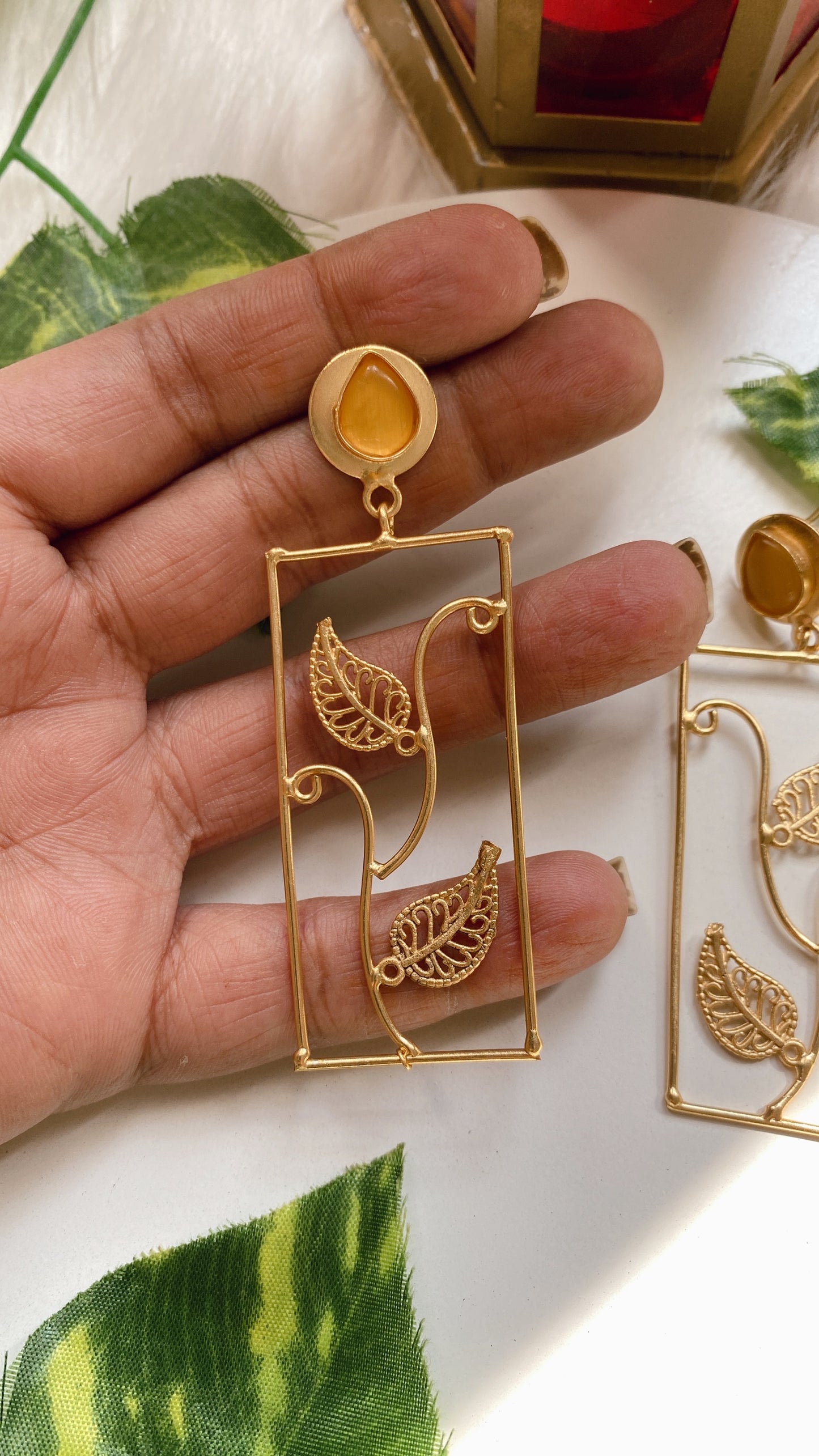 Leaf of Grace Earrings - Yellow