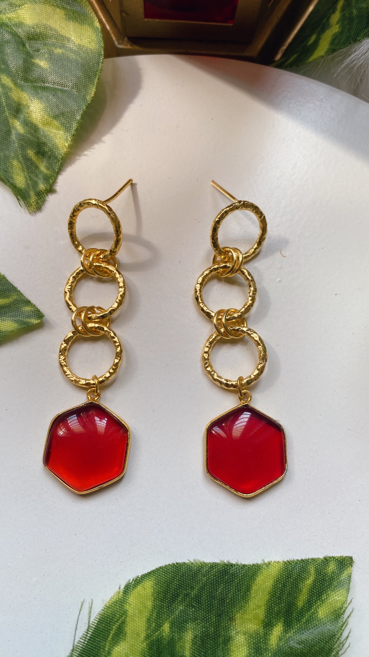 Vedika Earrings - Red
