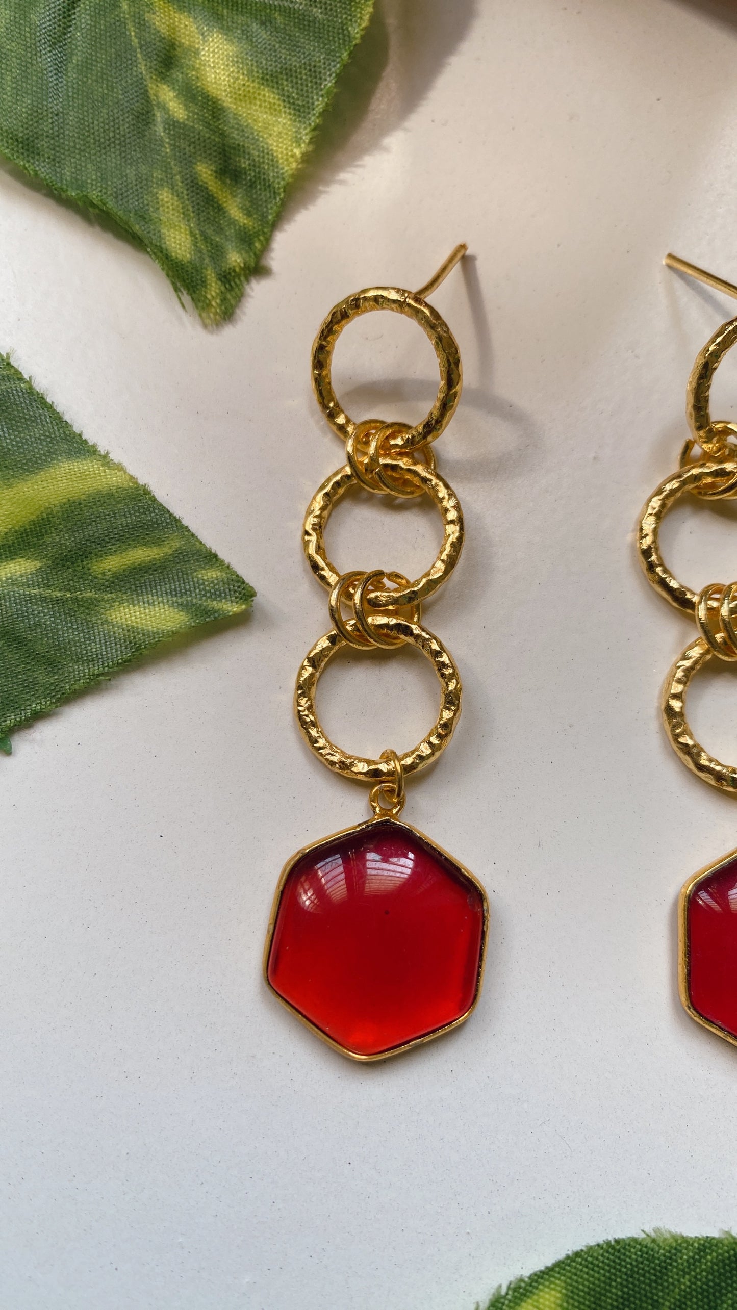 Vedika Earrings - Red