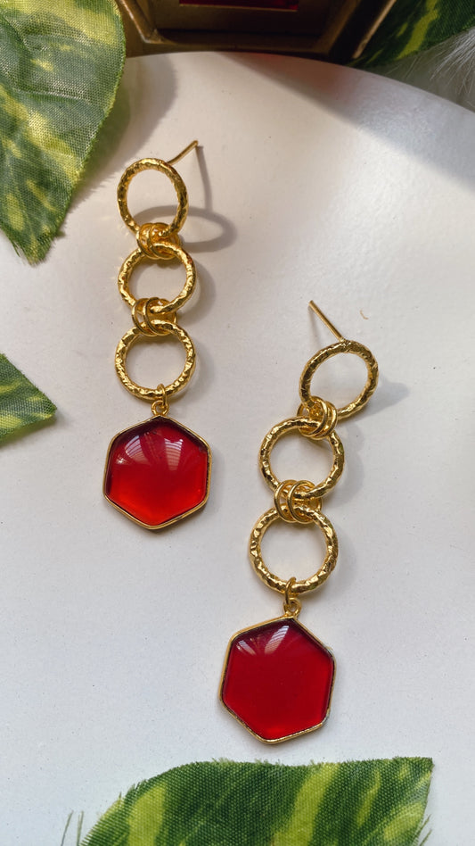 Vedika Earrings - Red