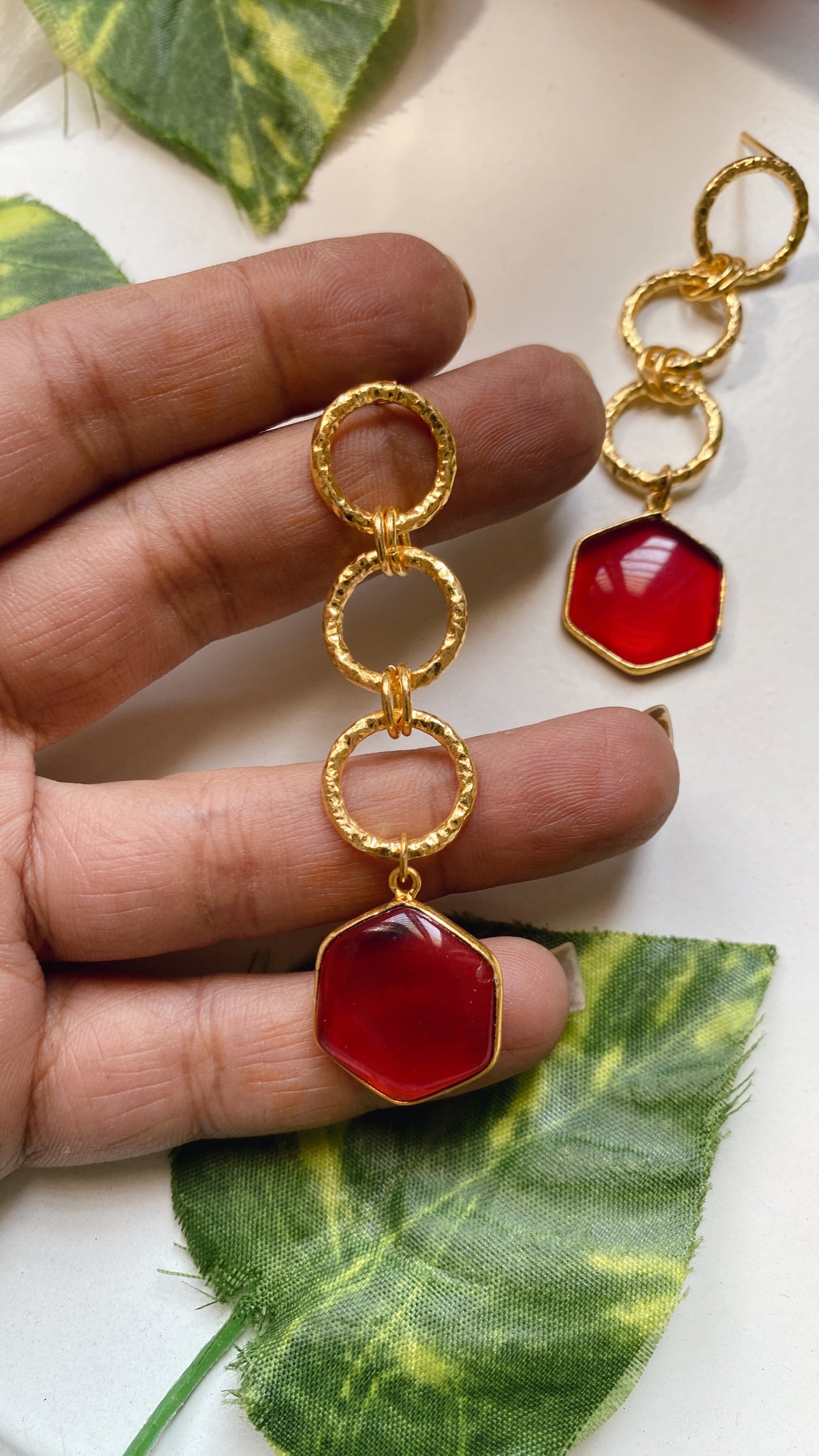 Vedika Earrings - Red