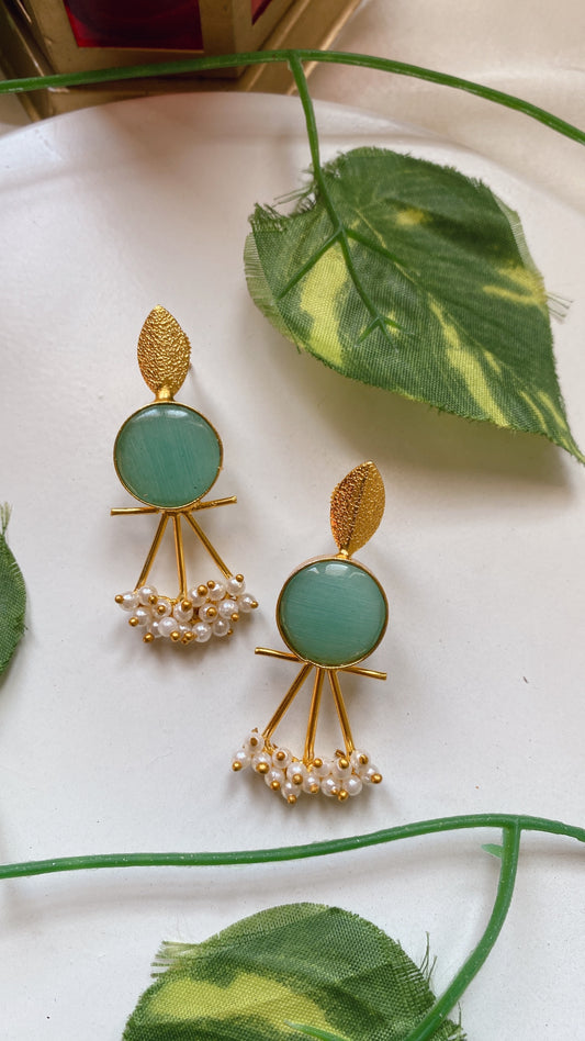 Esha pearly Earrings - Mint Green