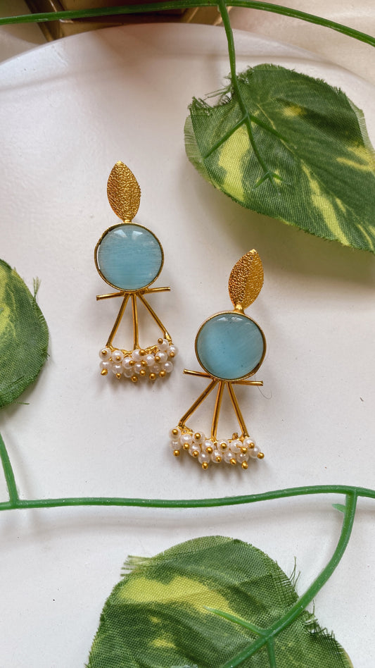 Esha pearly Earrings - Sky Blue