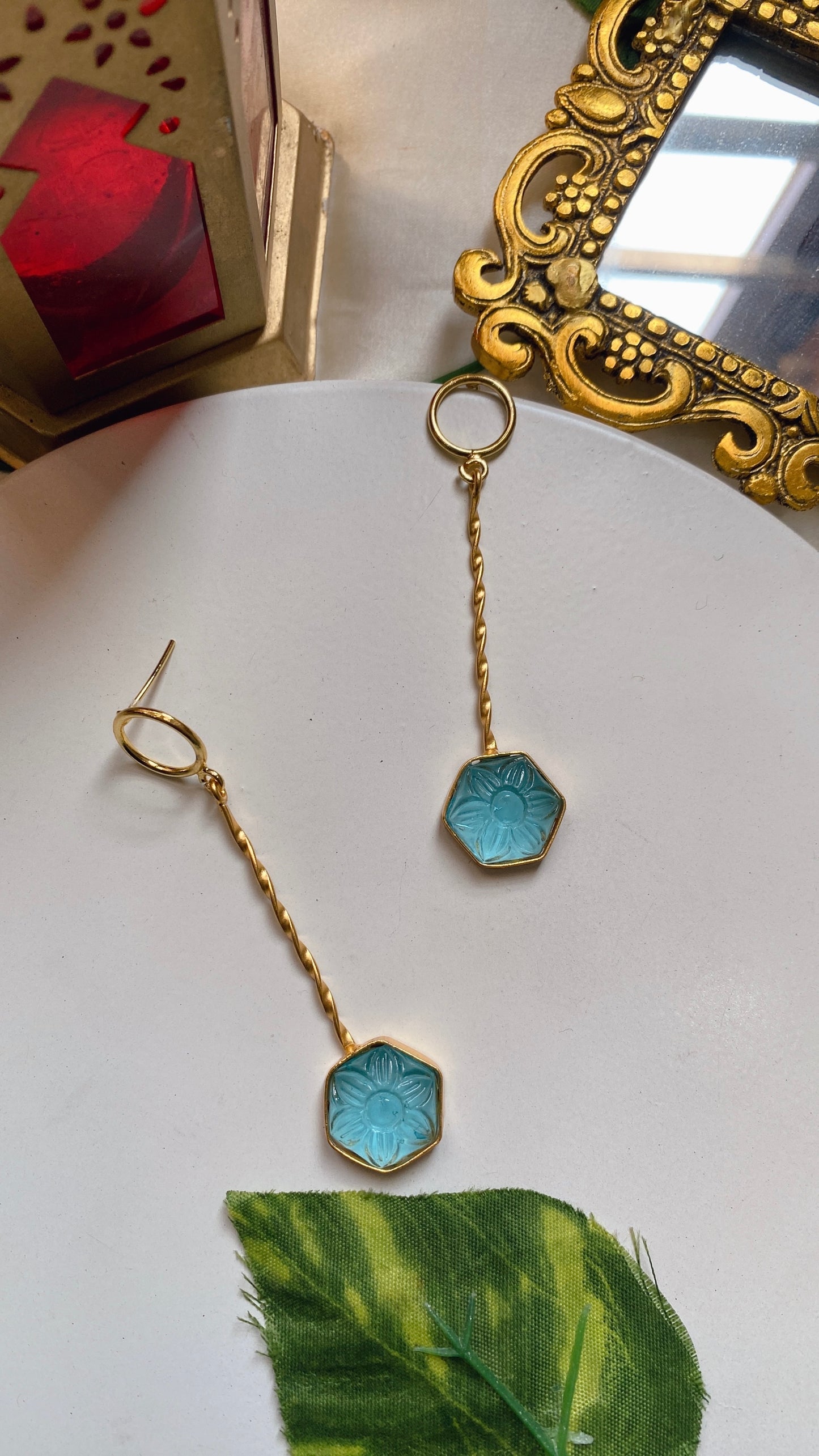 Ritu Drop Earrings - Sky Blue