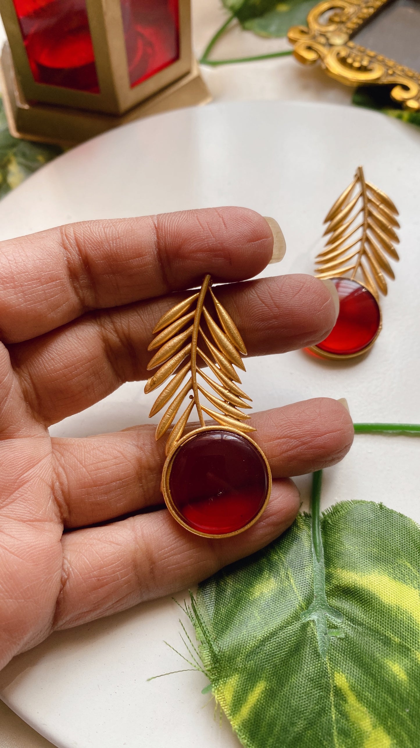 Leaflet beauty Earrings - Red