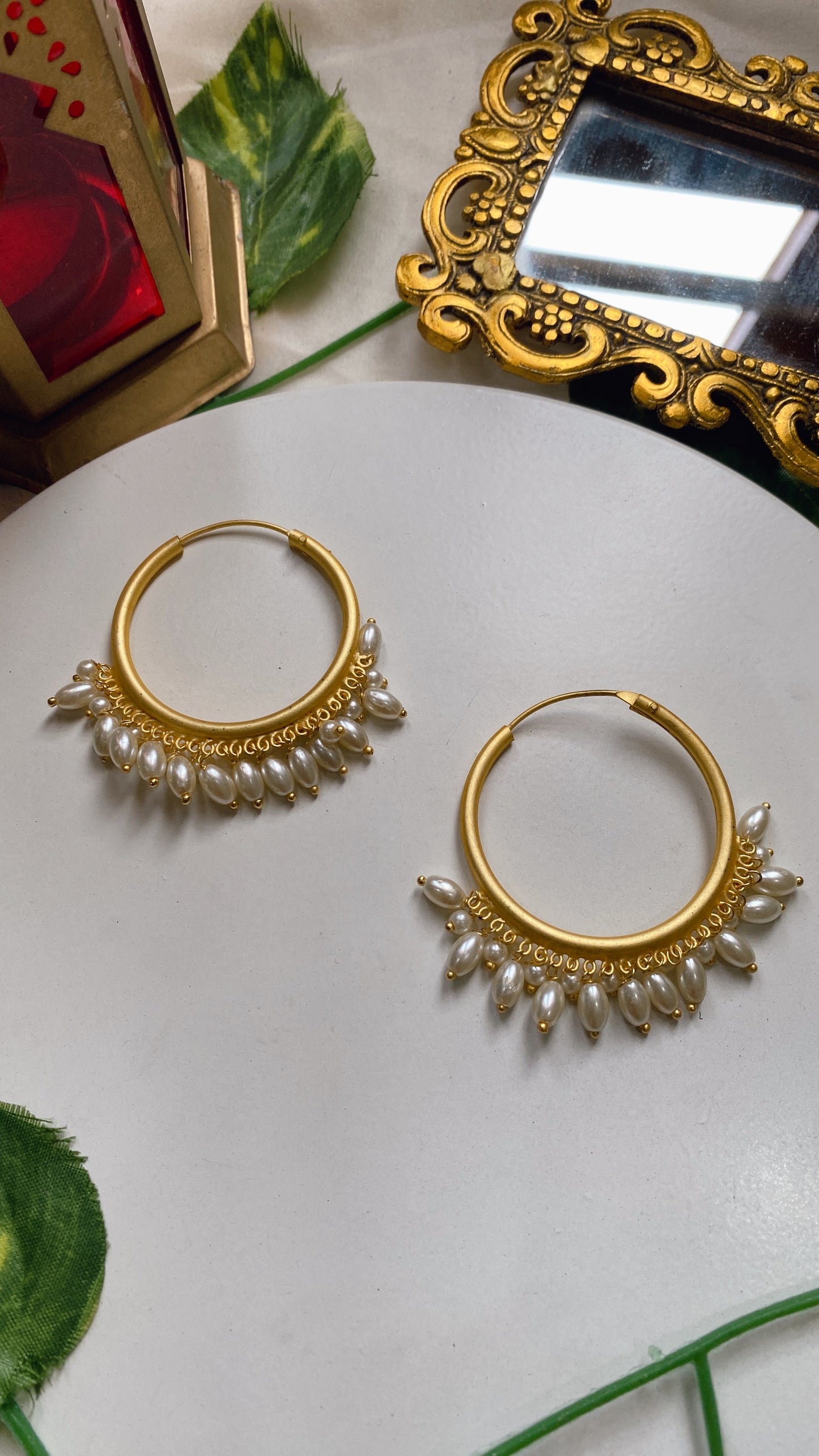 Diya Pearl Drop Hoops