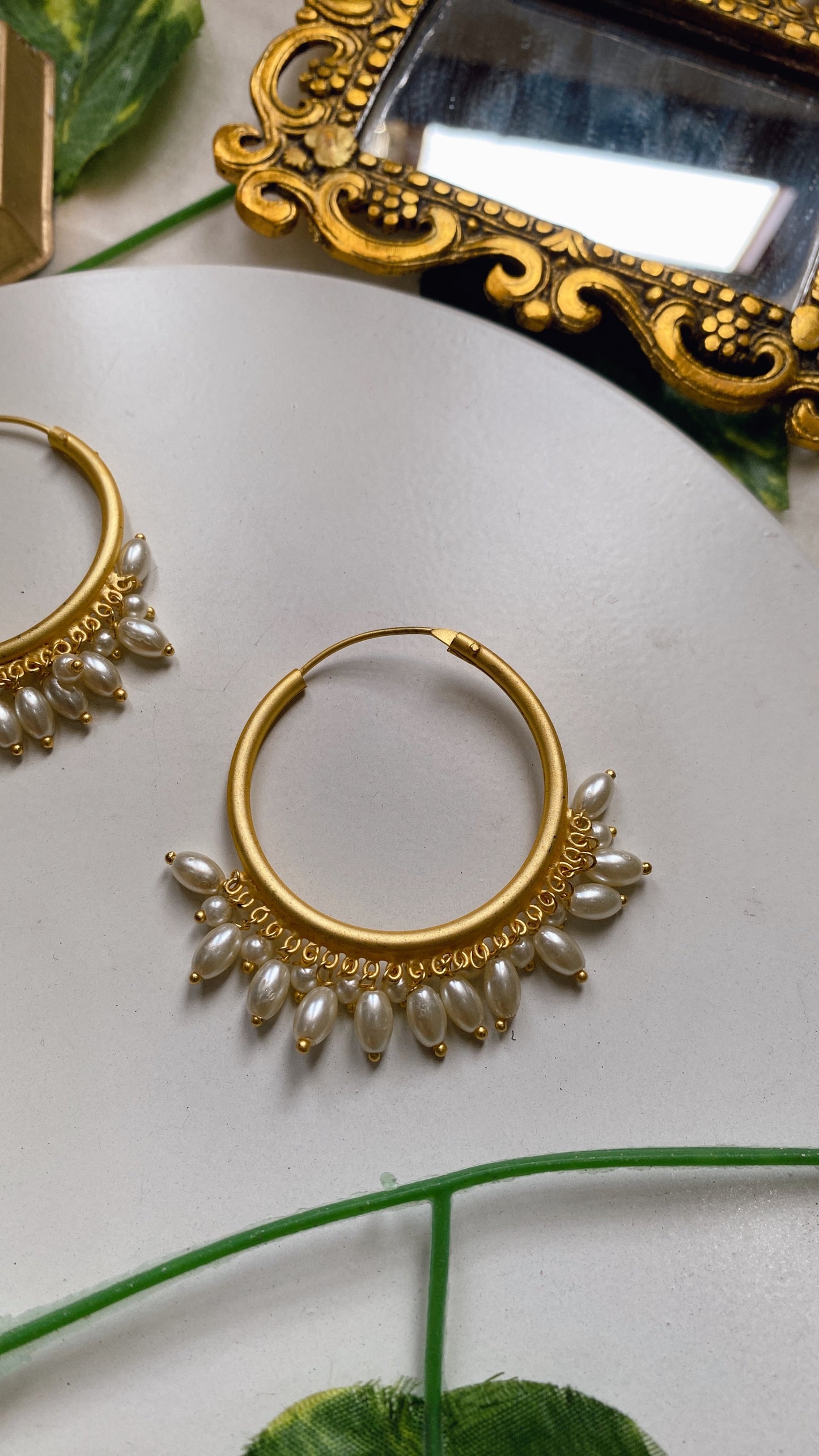 Diya Pearl Drop Hoops