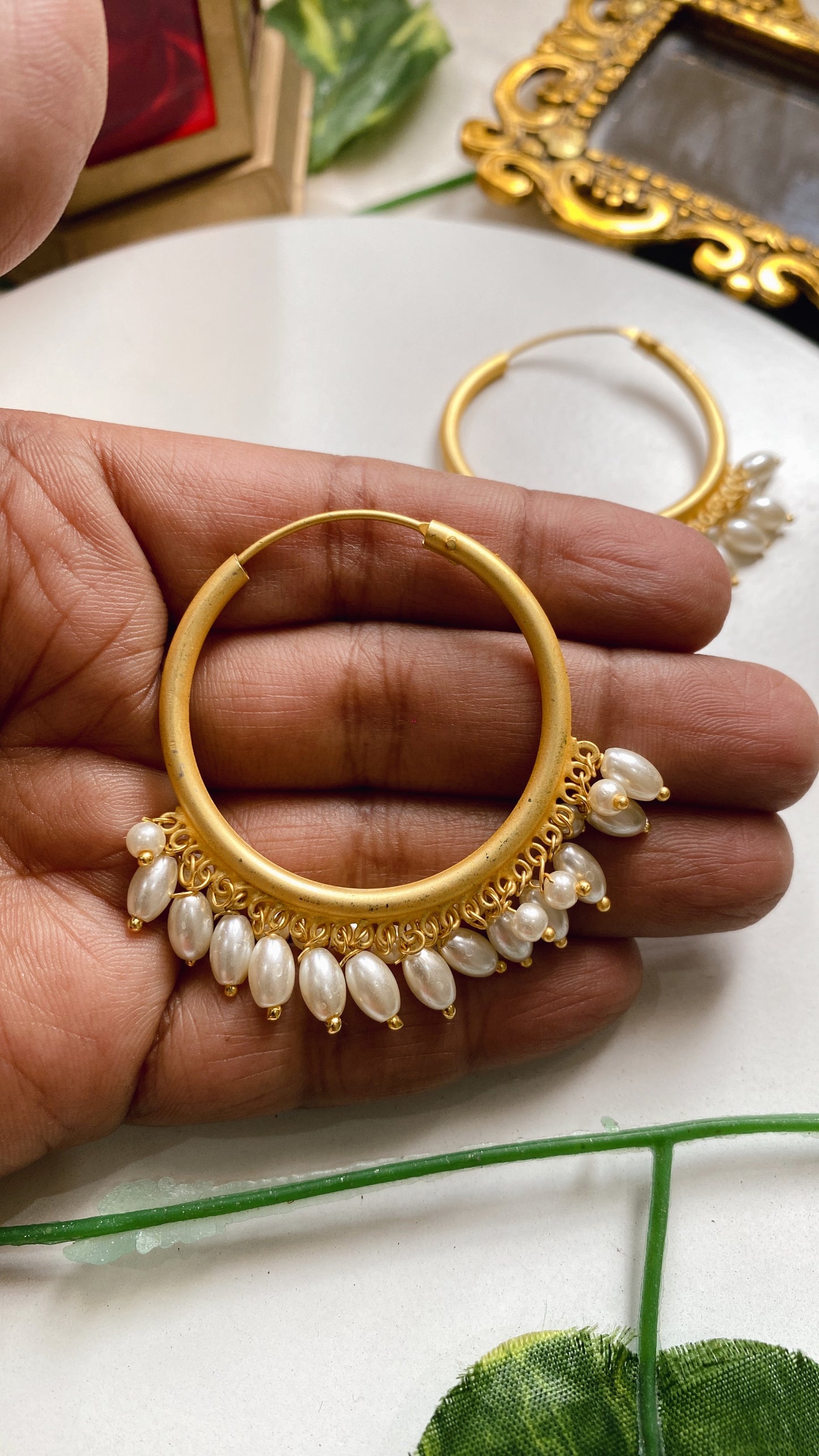 Diya Pearl Drop Hoops