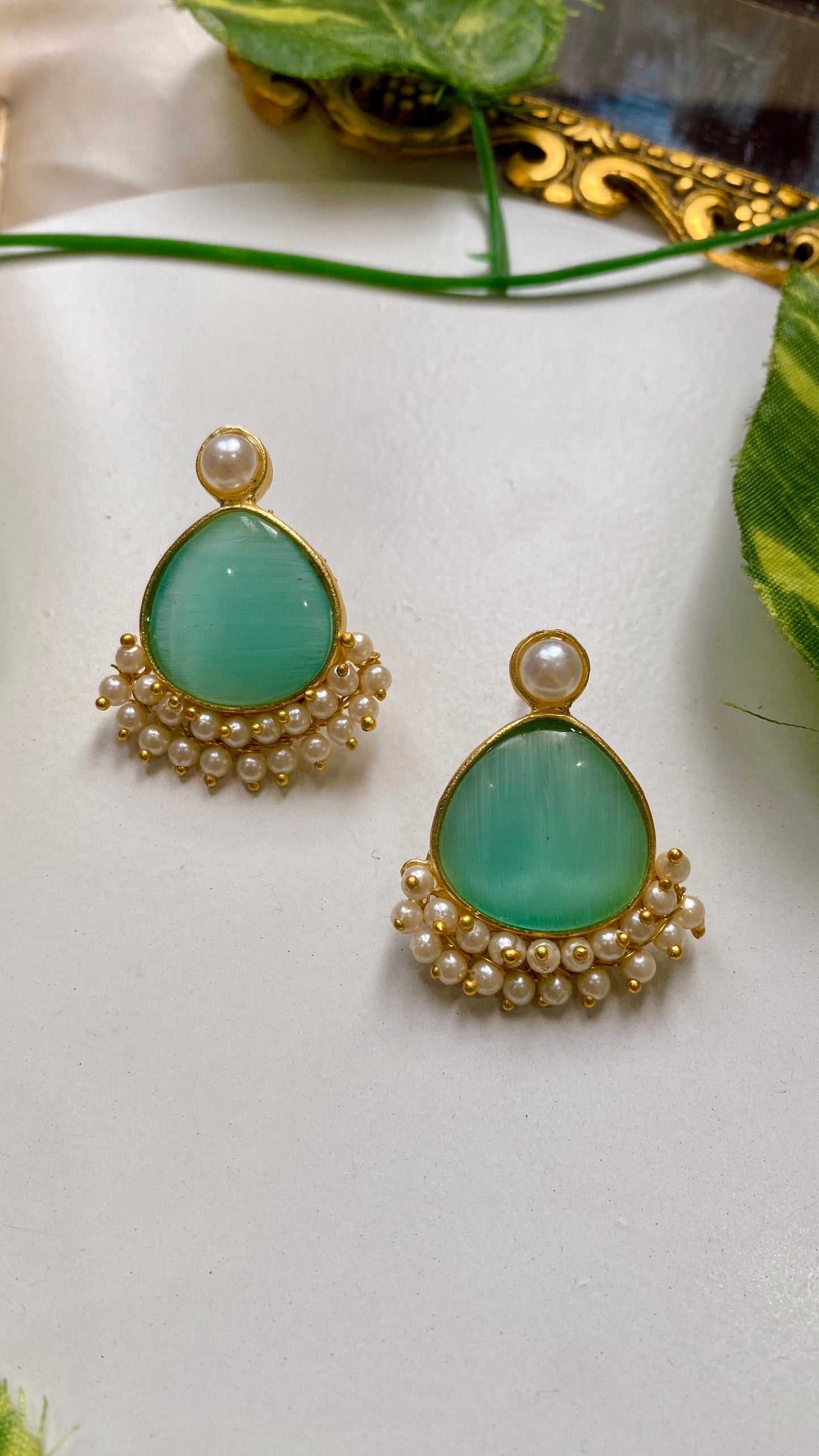 Mira Drop Earrings - Mint Green
