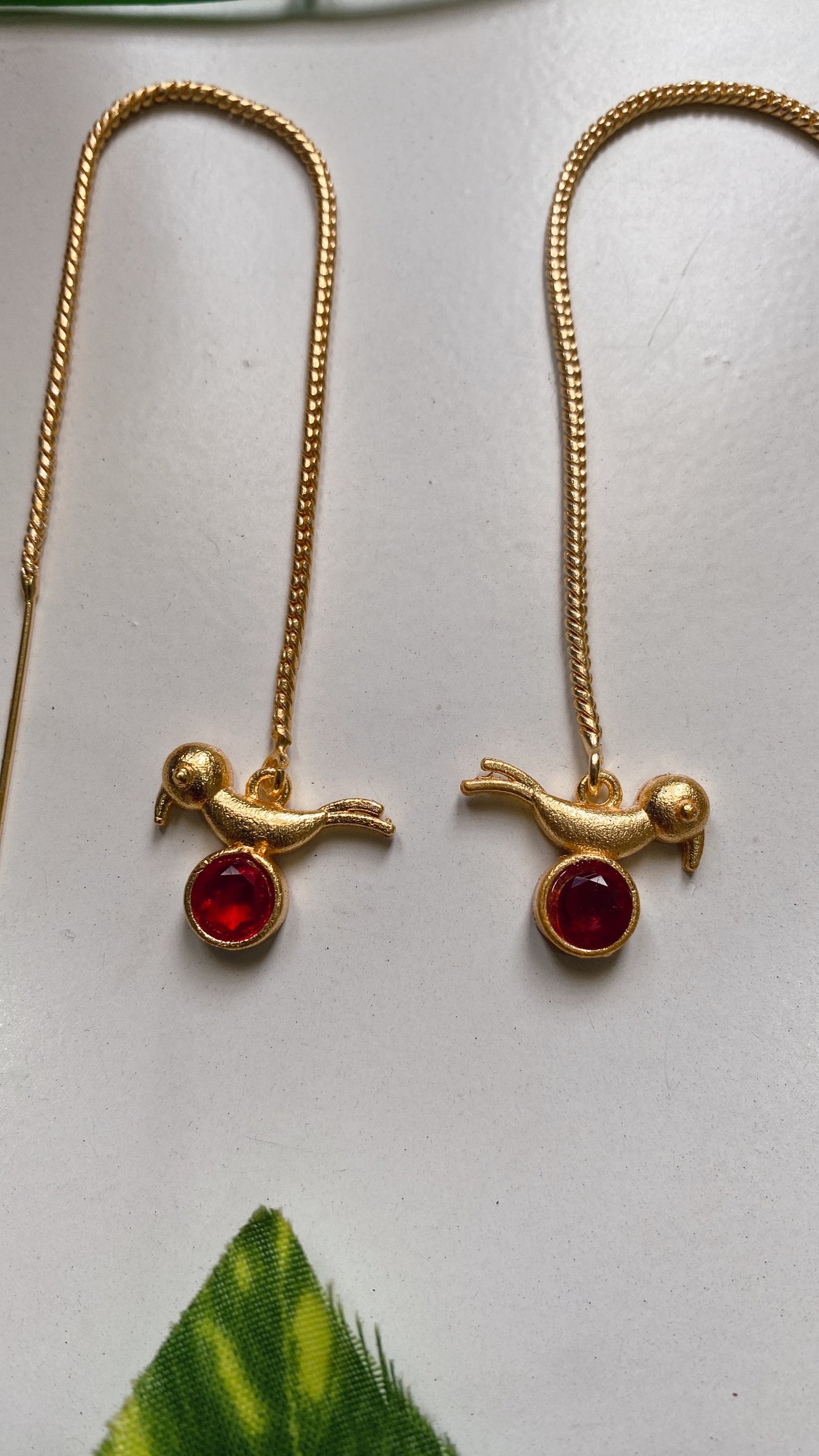 Panchi Sui Dhaga Earrings- Red