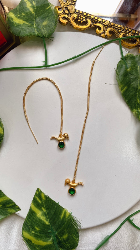 Panchi Sui Dhaga Earrings- Green