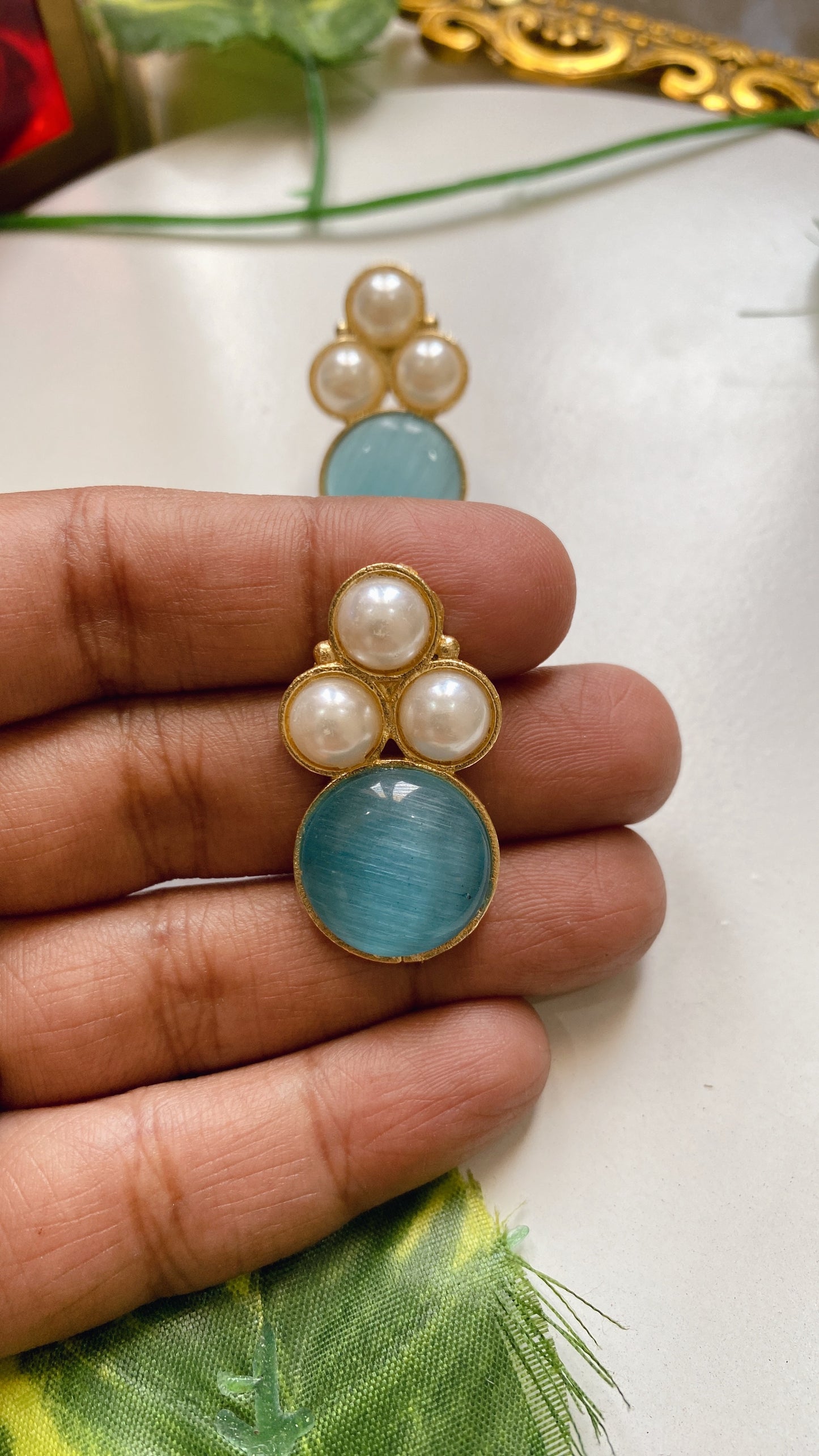 Kuhu Studs - Sky Blue