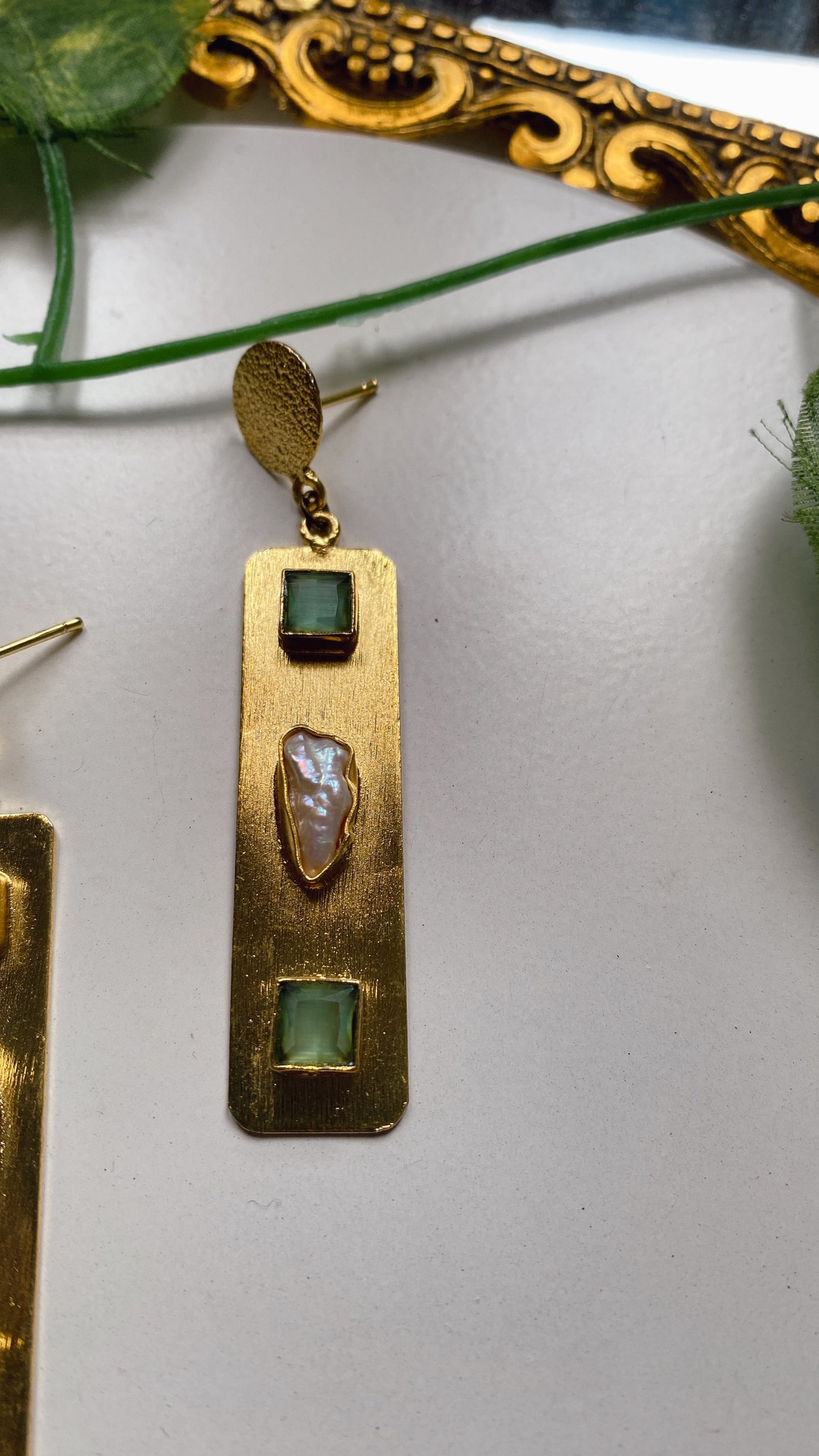 Runway Gold Earrings - Green